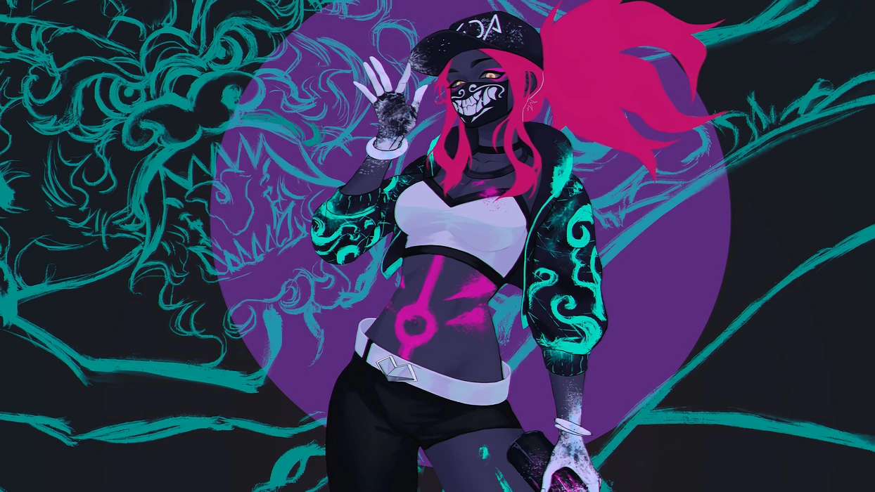 LOL英雄联盟K/DA阿卡丽炫彩插画壁纸