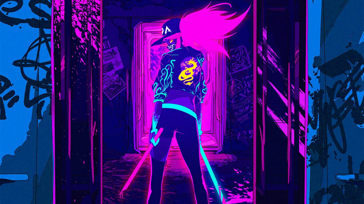 LOL英雄联盟K/DA阿卡丽炫彩插画壁纸