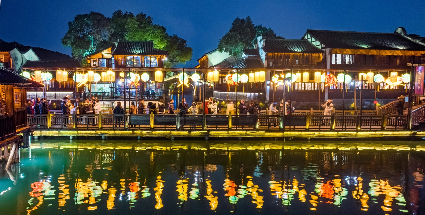 乌镇龙灯舞影绝美水乡旅游风景桌面