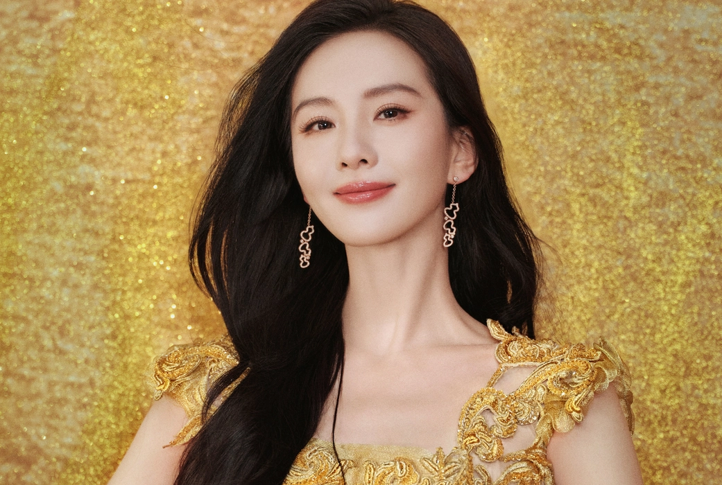 刘诗诗金色礼裙梦幻光影写真壁纸