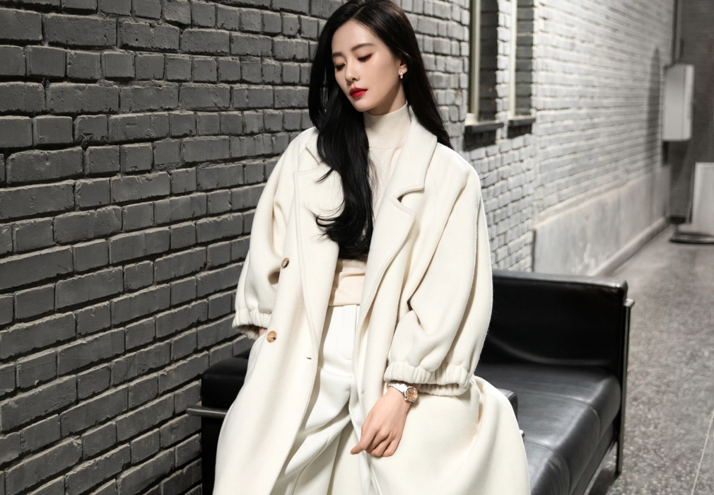 刘诗诗纯白色大衣柔美写真壁纸