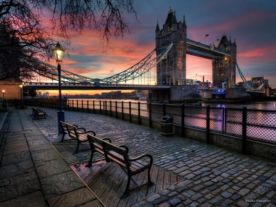英国伦敦塔桥治愈系夜景图片壁纸