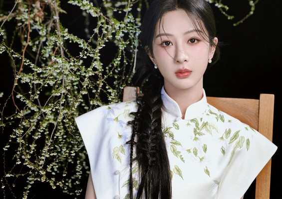 杨紫新中式裙春日写真图片壁纸