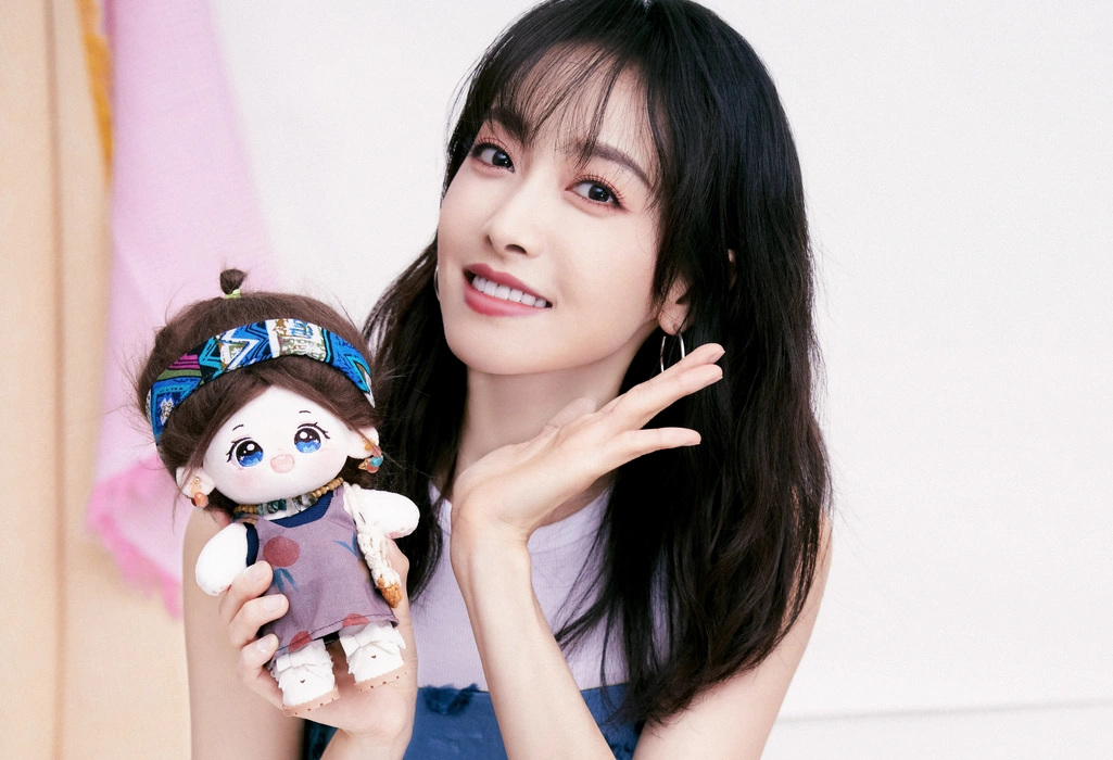 宋茜新中式蓝裙甜美写真壁纸