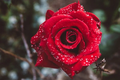 浪漫的水滴红玫瑰花图片壁纸
