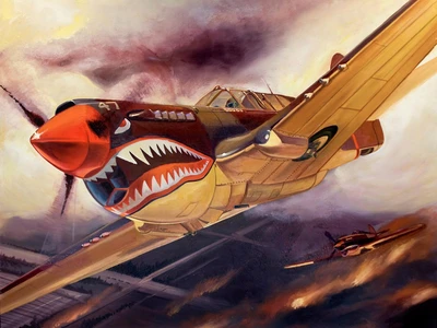 P-40战鹰战斗机图片桌面壁纸