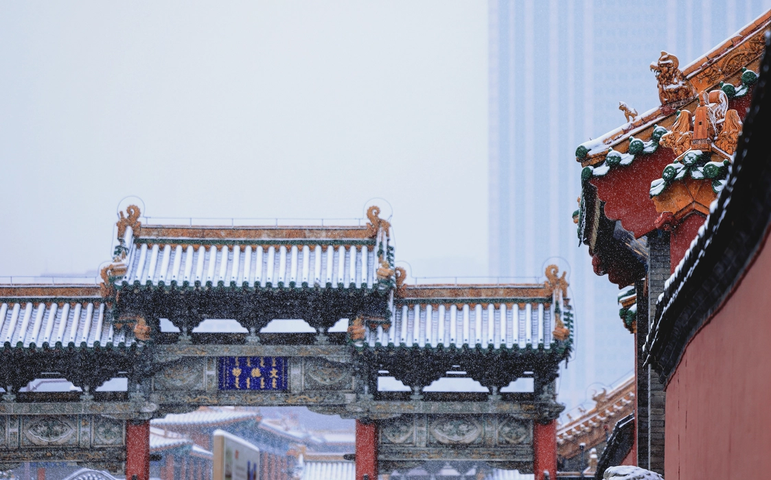 2024年沈阳故宫初雪风景壁纸