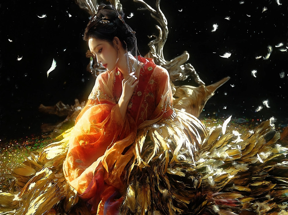 孟子义红衣神女妆写真壁纸