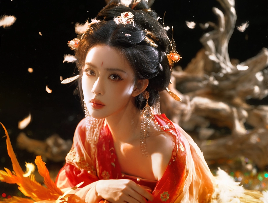 孟子义红衣神女妆写真壁纸