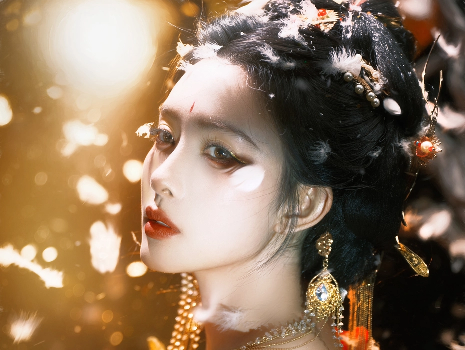 孟子义红衣神女妆写真壁纸