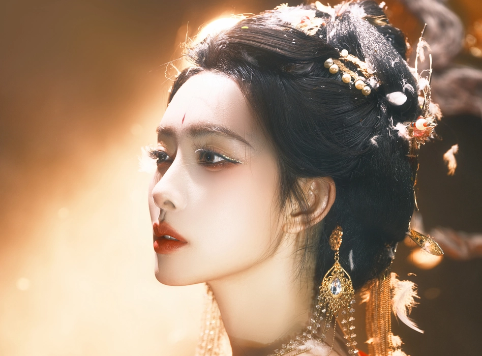 孟子义红衣神女妆写真壁纸
