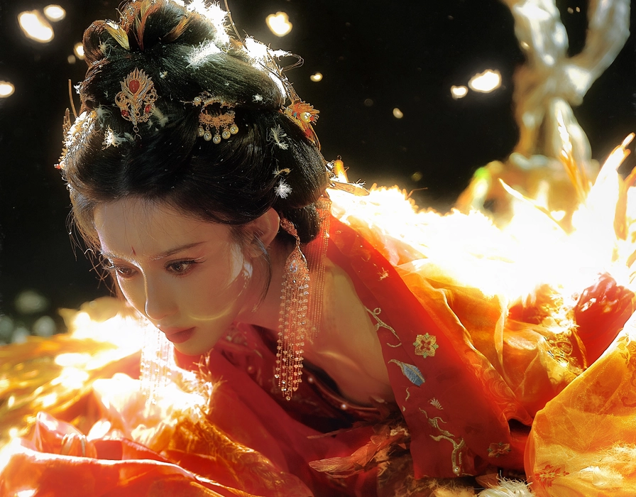 孟子义红衣神女妆写真壁纸