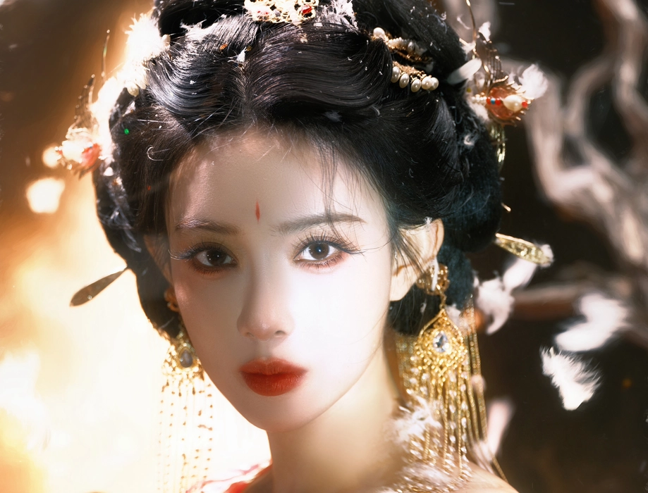 孟子义红衣神女妆写真壁纸