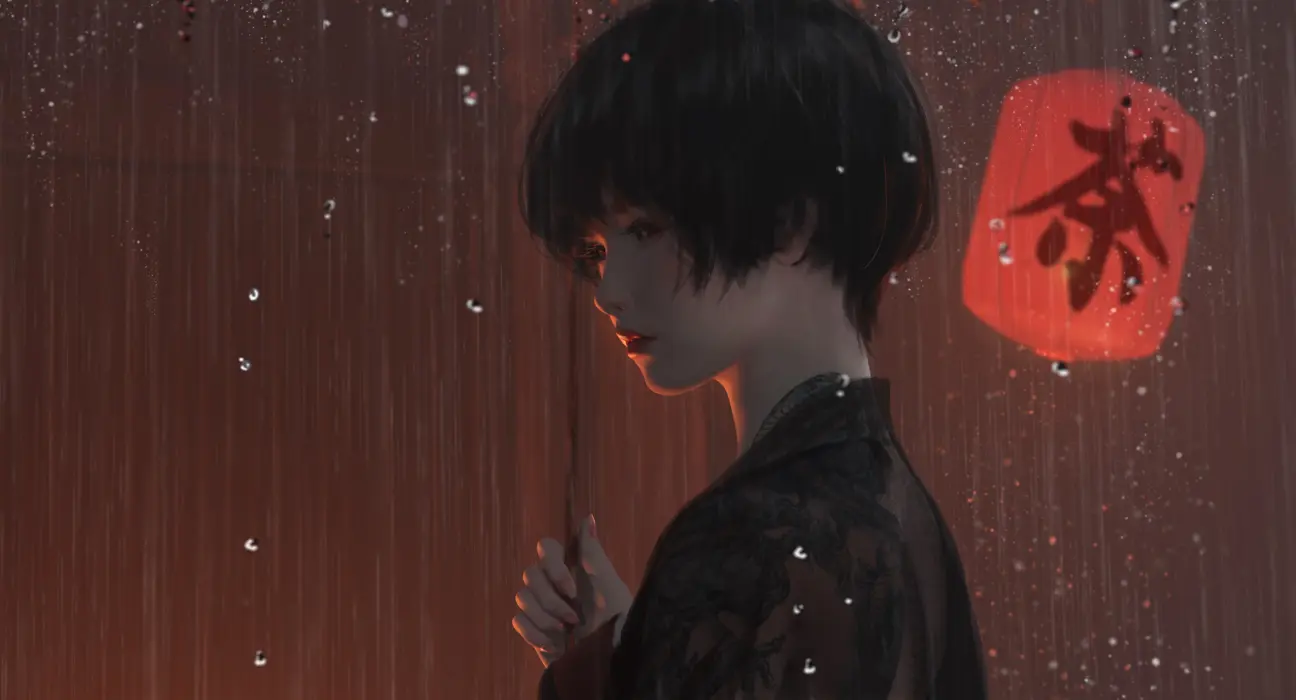 wlop《鬼刀》小绿 短发动漫女孩壁纸