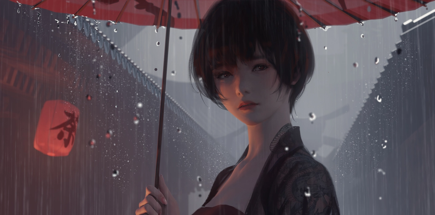 wlop《鬼刀》小绿 短发动漫女孩壁纸